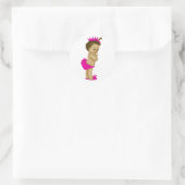 Retro Roze Prinses Baby Borrelstickers Ronde Sticker (Tas)