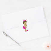 Retro Roze Prinses Baby Borrelstickers Ronde Sticker (Envelop)