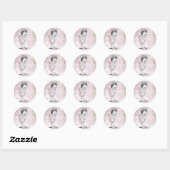 Retro Roze Prinses Baby Shower Stickers (Vel)