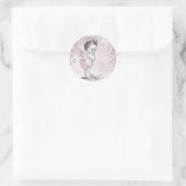 Retro Roze Prinses Baby Shower Stickers (Tas)