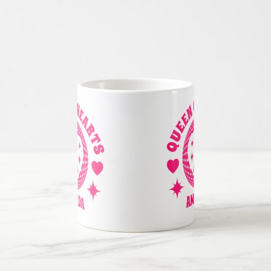 Retro Roze Queen of Hearts Kids Verjaardag Mok (Center)