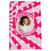 Retro roze Queen of Hearts Verjaardagsfoto Medium Cadeauzakje (Voorkant)
