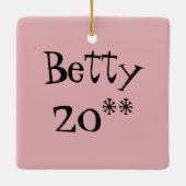 Retro Roze raster en kerstversiering Keramisch Ornament (Achterkant)