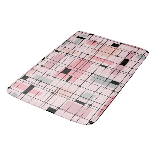 Retro roze raster en Starbursts Bath Mat (Gekanteld)