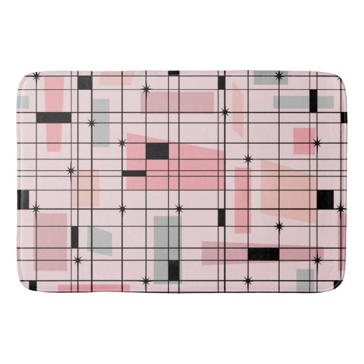 Retro roze raster en Starbursts Bath Mat (Voorkant)