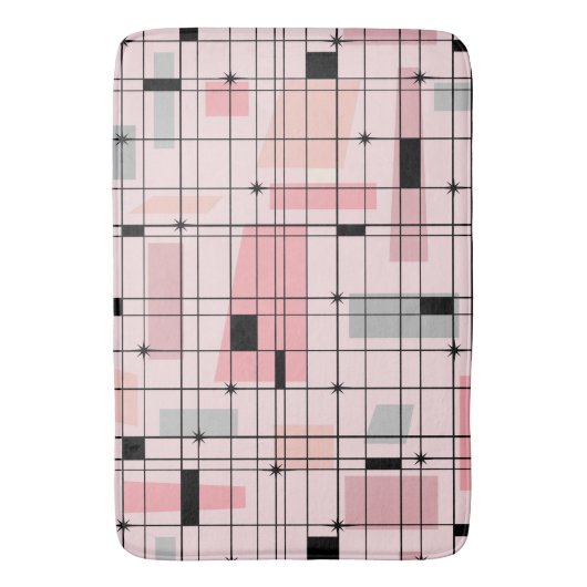 Retro roze raster en Starbursts Bath Mat (Voorkant Verticaal)