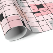 Retro Roze raster en Starbursts Verpakkend papier (Rol Hoek)