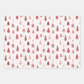 Retro Roze rendierbomen en kerstbomen Inpakpapier Vel (Voorkant 2)