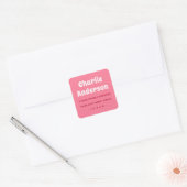 Retro roze retouradres vierkante sticker (Envelop)