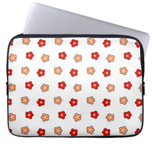 Retro Roze Rode Bloemen Chic & Trendy Lente Zomer Laptop Sleeve