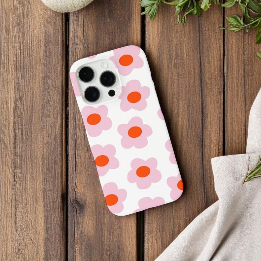 Retro Roze Rode Bloemen Chic Whimsical Preppy Hipp Case-Mate iPhone Case