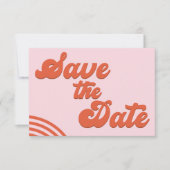 Retro Roze Rode Boog Bruiloft Save The Date Briefk Kaart (Voorkant)