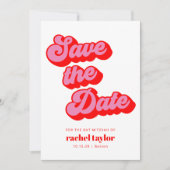 Retro Roze Rode Checkerboard Bat Mitzvah Save The Date (Voorkant)