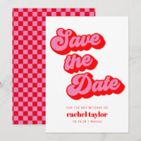 Retro Roze Rode Checkerboard Bat Mitzvah