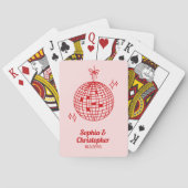Retro Roze & Rode Disco Bal Bruiloft Gepersonalise Pokerkaarten (Achterkant)