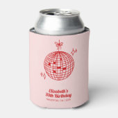 Retro Roze & Rode Disco Bal Verjaardag Gepersonali Blikjeskoeler (Blikje Voorkant)