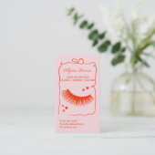 Retro Roze Rode Doodles Wimper Tech QR Code Visitekaartje (Staand voorkant)