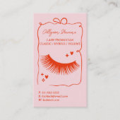 Retro Roze Rode Doodles Wimper Tech QR Code Visitekaartje (Voorkant)