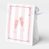Retro Roze Rode Grens Brunch & Bubbly Baby shower Bedankdoosjes (Achterkant)