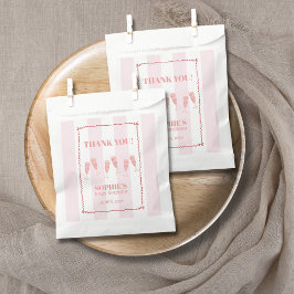 Retro Roze Rode Grens Brunch & Bubbly Baby shower Bedankzakje