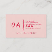 Retro Roze Rode Hand Geschreven Boho Unieke Meisje Visitekaartje (Achterkant)