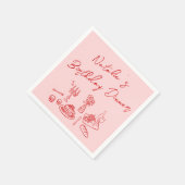 Retro Roze Rode Hand getekend Leuk Verjaardagsdine Servet (Hoek)