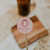 Retro Roze Rode Hand Getrokken Bow Krans Kerstmis Ronde Sticker