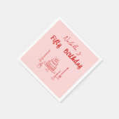 Retro Roze Rode Hand Getrokken Cake Bow 50e Verjaa Servet (Hoek)