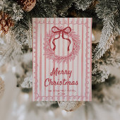 Retro Roze Rode Hand Getrokken Krans Boog Kerstmis Feestdagenkaart
