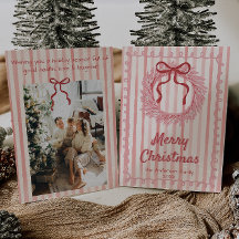 Retro Roze Rode Hand Getrokken Krans Boog Kerstmis