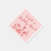 Retro Roze Rode Hand Getrokken Leuke Verjaardag Br Servet (Hoek)