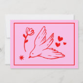 Retro Roze & Rode Handgeschreven Huwelijk Bewaar d Save The Date (Achterkant)