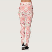 Retro Roze & Rode Hart Sneeuwvlokken Patroon Leggings (Achterkant)