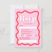 Retro roze rode kromme die de golvende bruiloft ve kaart (Voorkant)