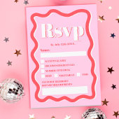 Retro roze rode kromme die de golvende bruiloft ve kaart