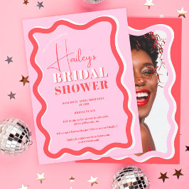 Retro roze rode kromme die golvend vrijgezellenfee kaart