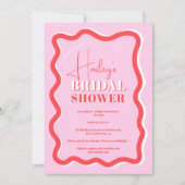 Retro roze rode kromme die golvend vrijgezellenfee kaart (Voorkant)