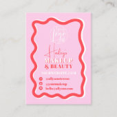 Retro roze rode kromme kronkelen golvende make-up visitekaartje (Voorkant)