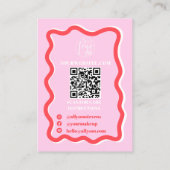 Retro roze rode kromme kronkelende golvende sierad visitekaartje (Achterkant)