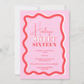 Retro roze rode kromme kronkelende golvende Sweet  Kaart (Voorkant)