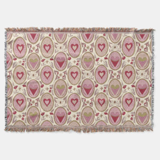 Retro Roze & Rode Met de Hand Getekende Harten Val Deken