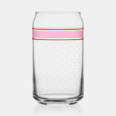 Retro roze rode polka dot Border Feestelijke Kerst Blikvorm Glas (Voorkant)