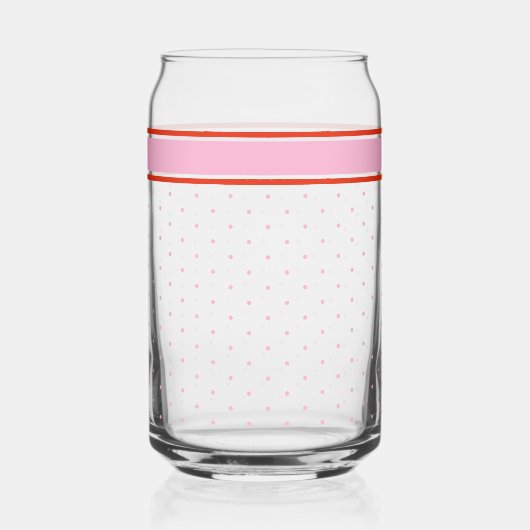 Retro roze rode polka dot Border Feestelijke Kerst Blikvorm Glas (Achterkant)
