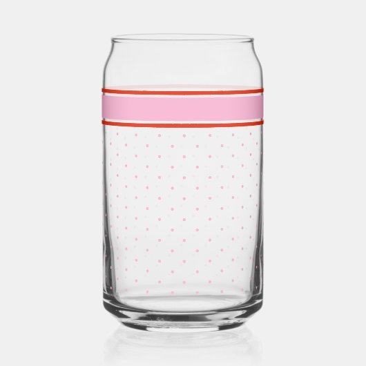 Retro roze rode polka dot Border Feestelijke Kerst Blikvorm Glas (Rechts)