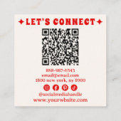 Retro Roze Rode QR Code Groovy Geruit Girly Boho Vierkante Visitekaartje (Achterkant)