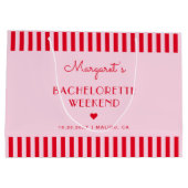 Retro Roze & Rode Strepen Afscheid Als Meisje Fees Groot Cadeauzakje (Achterkant)