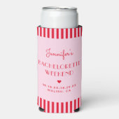Retro Roze & Rode Strepen Bachelorette Weekend Seltzer Blikjeskoeler (Seltzer Voorkant)