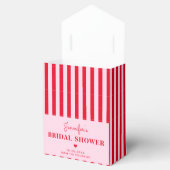 Retro Roze & Rode Strepen Bruiloft Custom Bedankdoosjes (Geopend)