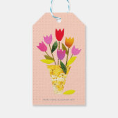 Retro Roze Rode Tulpen Pastellavendel Bedankt Cadeaulabel (Achterkant)