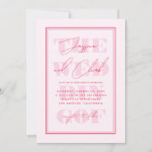 Retro Roze & Rode Typografie Script Eenvoudige bru Kaart (Voorkant)